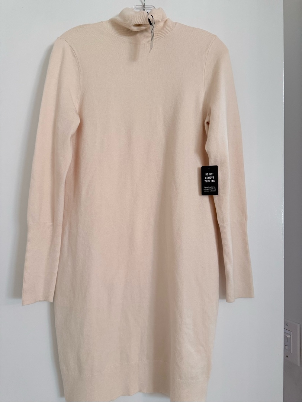 Express Cream Long Sleeve Turtleneck Sweater Dress